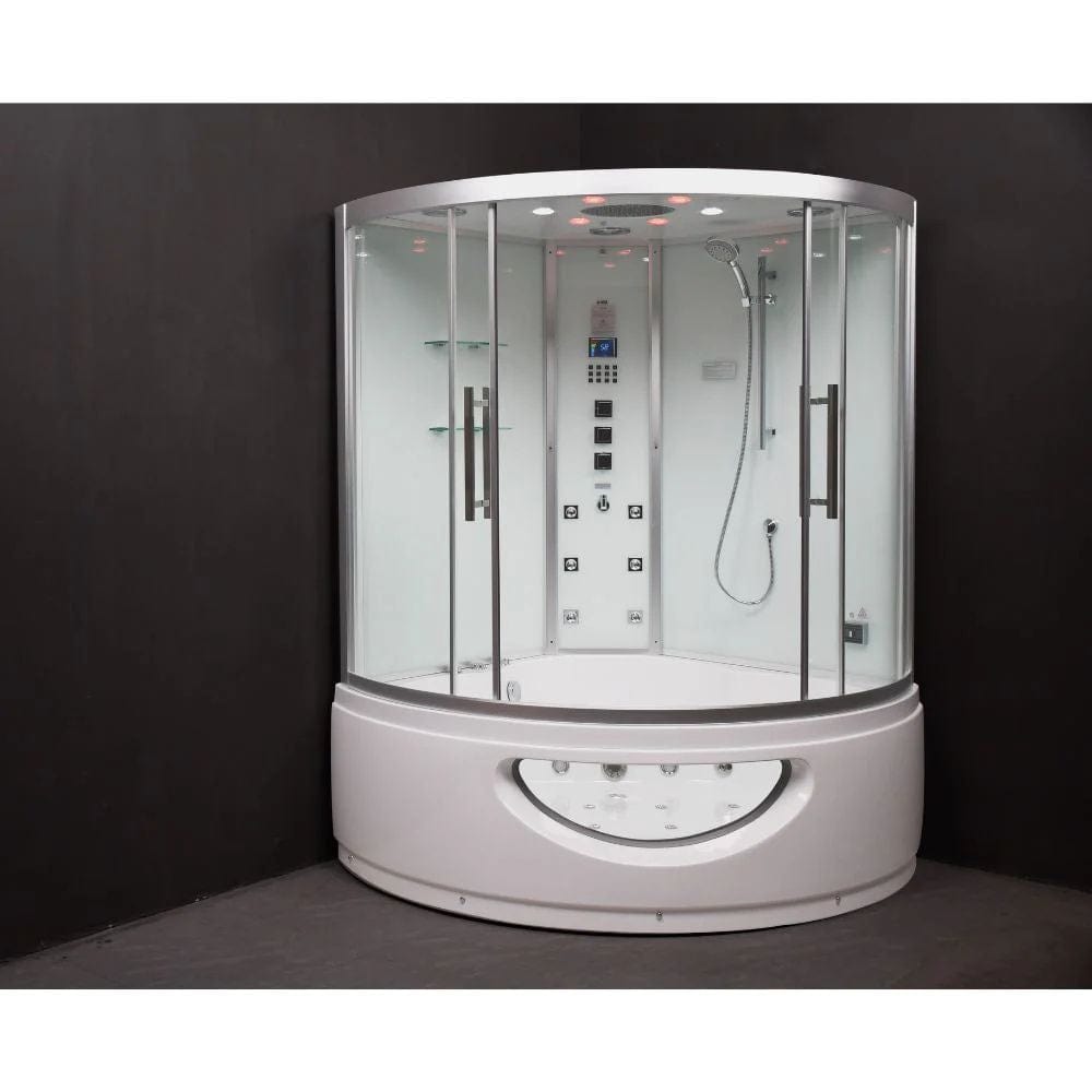 Platinum 59" Corner Steam Shower Jetted Tub Clear Glass