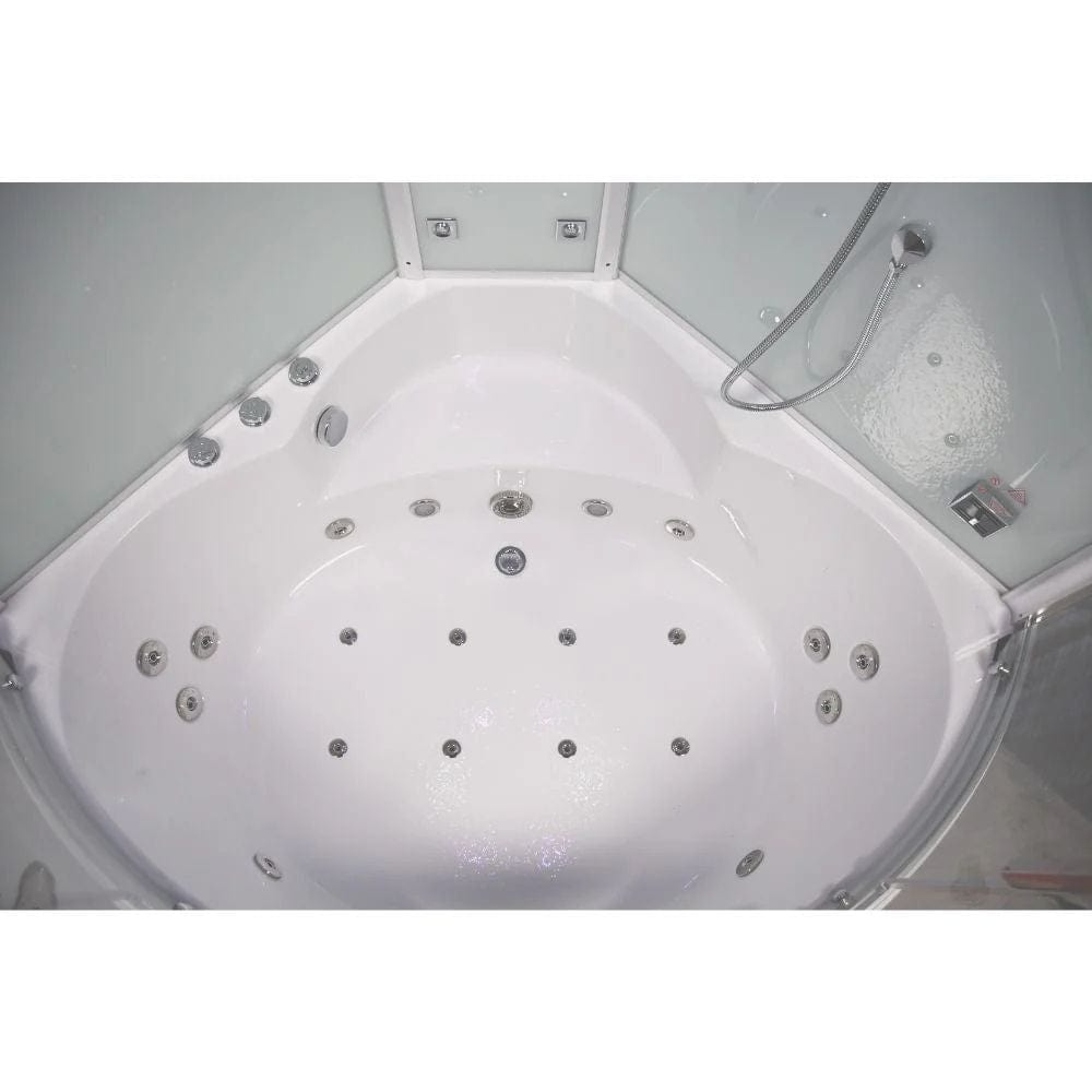 Platinum 59" Corner Steam Shower Jetted Tub Clear Glass