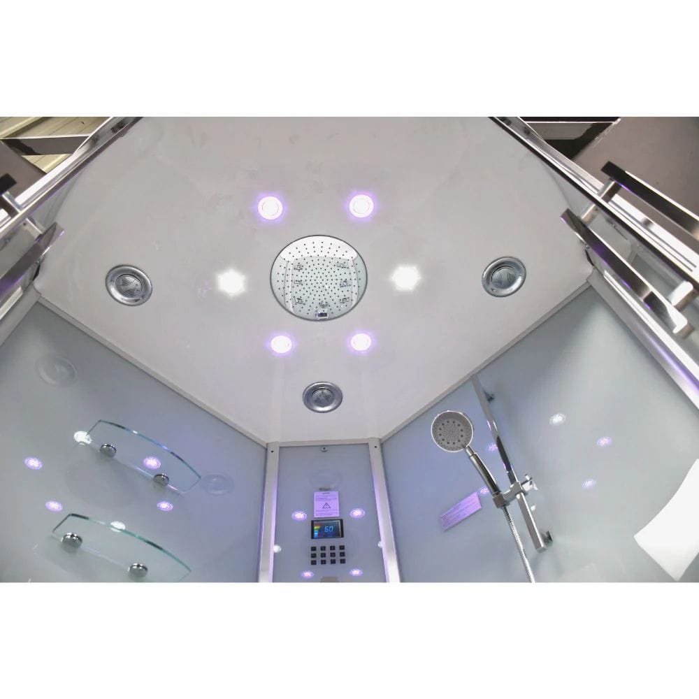 Platinum 59" Corner Steam Shower Jetted Tub Clear Glass