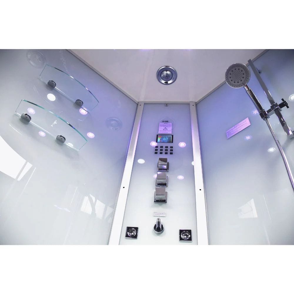 Platinum 59" Corner Steam Shower Jetted Tub Clear Glass