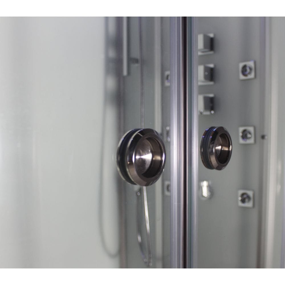 Platinum 89" Steam Shower with Shower System on Left - White Glass