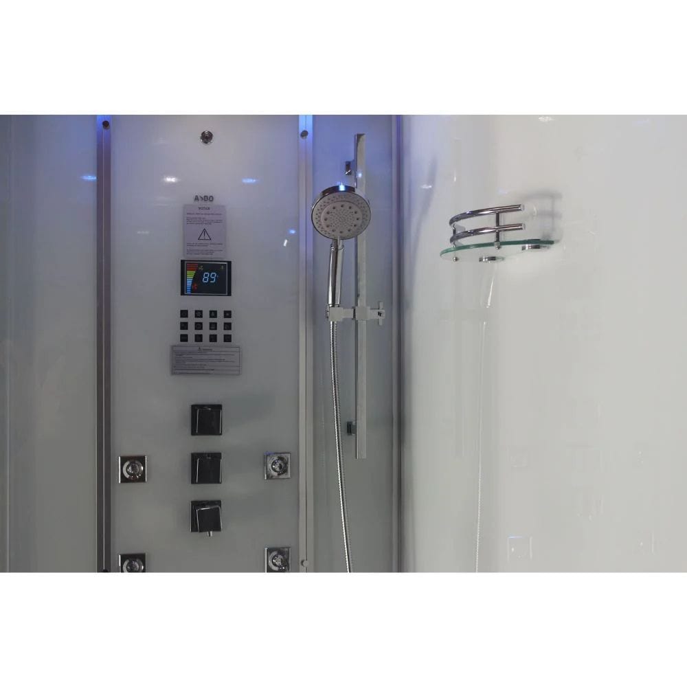 Platinum 89" Steam Shower with Shower System on Right - White