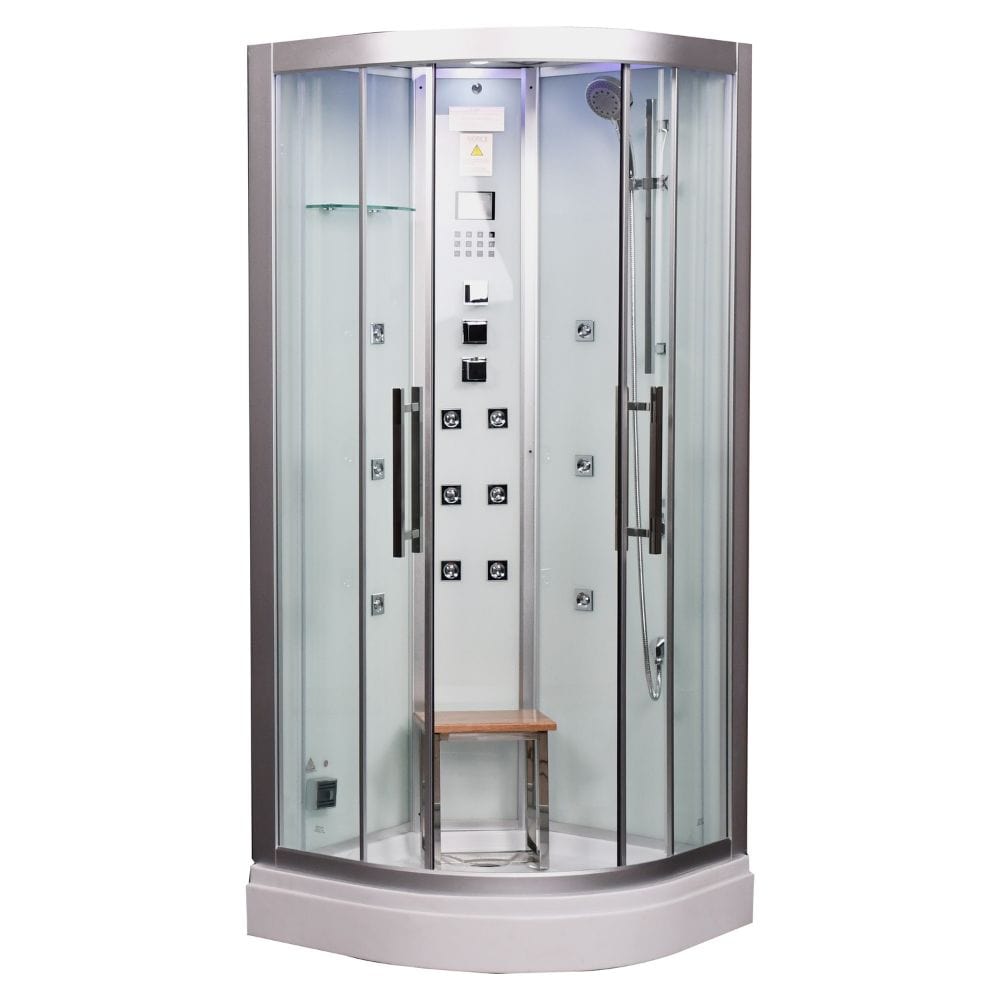 Platinum White Corner Steam Shower