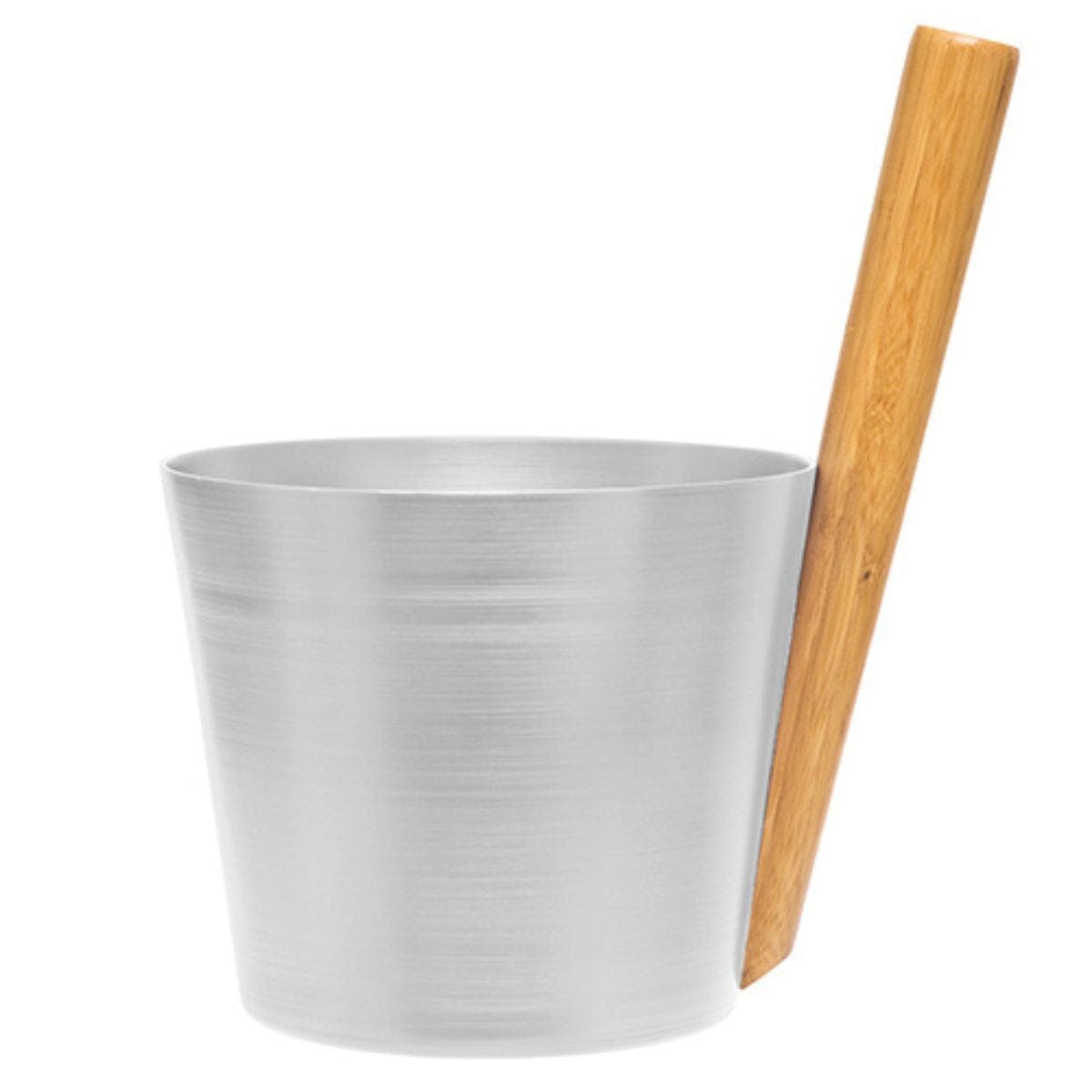 Rento Aluminum 5L Sauna Bucket with Thermo Bamboo Straight Handle - Natural