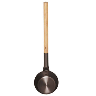 Ladle with a wooden handle on a white background
