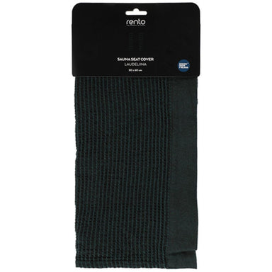 Dark green sauna seat cover with 'renta' branding on a white background