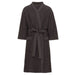 Dark brown textured robe with a belt on a white background
