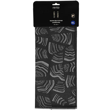 Black sauna seat cover with gray pattern on a white background