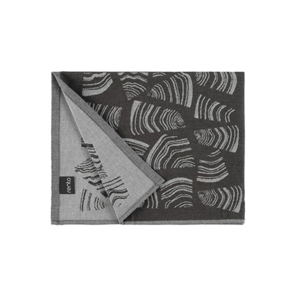 Gray blanket with white pattern on a white background