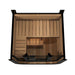 Wooden sauna with black frame on a white background