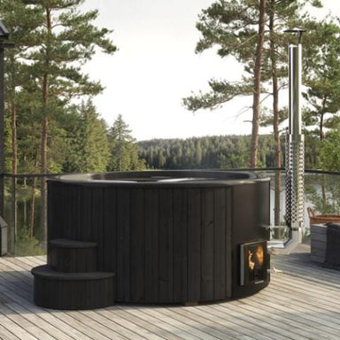 SaunaLife Model S6B wood-fired hot tub, black