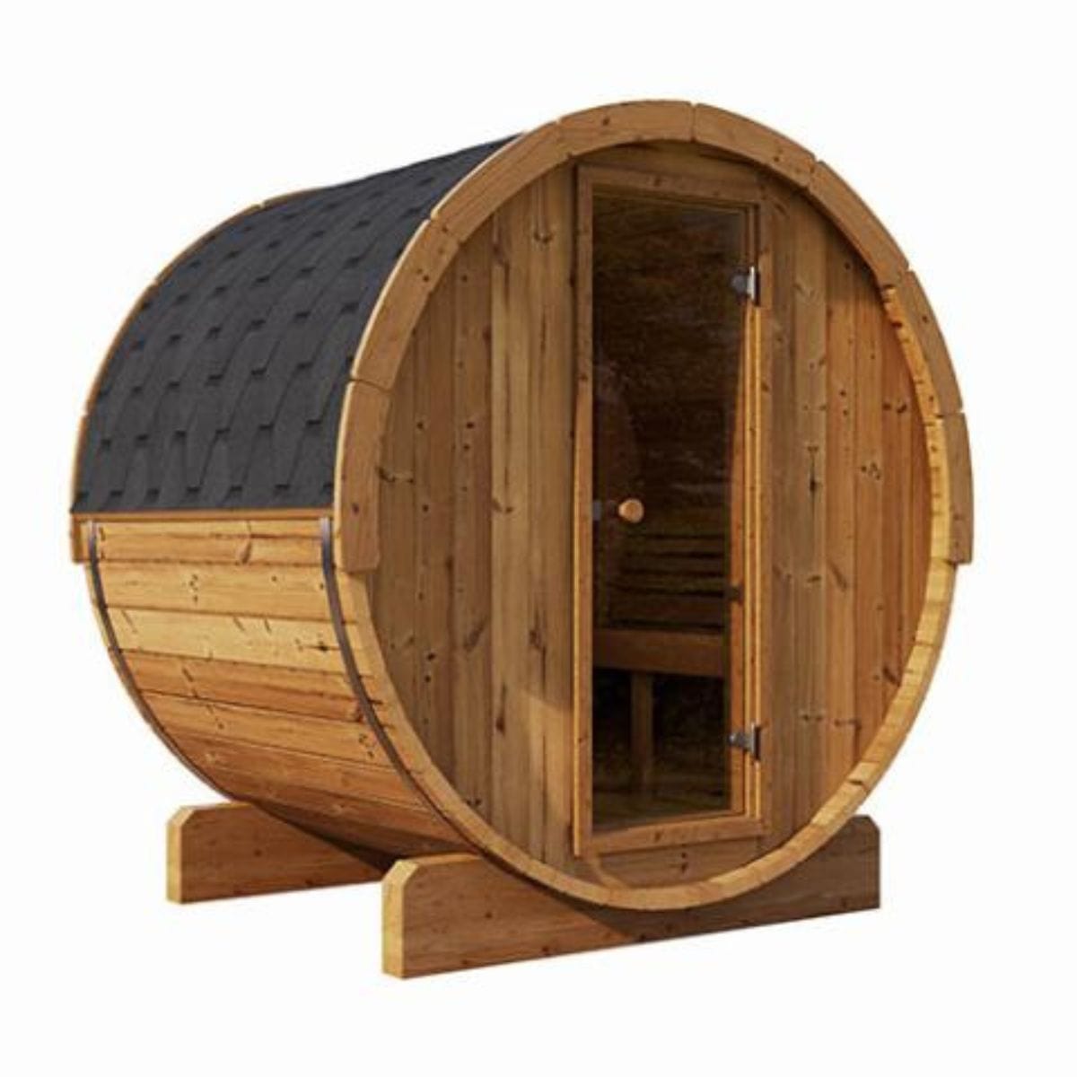 The 3-person SaunaLife ERGO-Series E6 Outdoor sauna barrel was designed and engineered by sauna enthusiasts