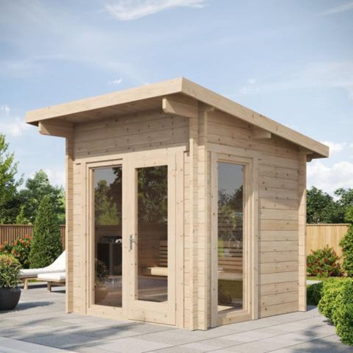 The SaunaLife GARDEN-Series Model G4 modular outdoor home sauna kit lets you create an authentic, premium-quality Scandinavian sauna in your backyard.