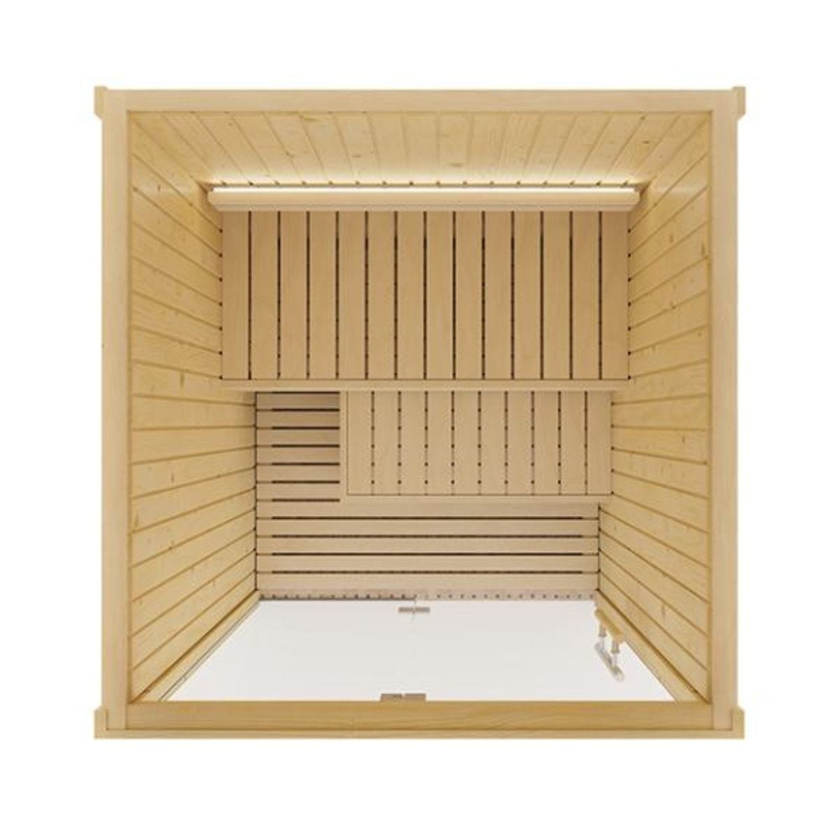 A sturdy footrest matches the seating and can provide additional seating