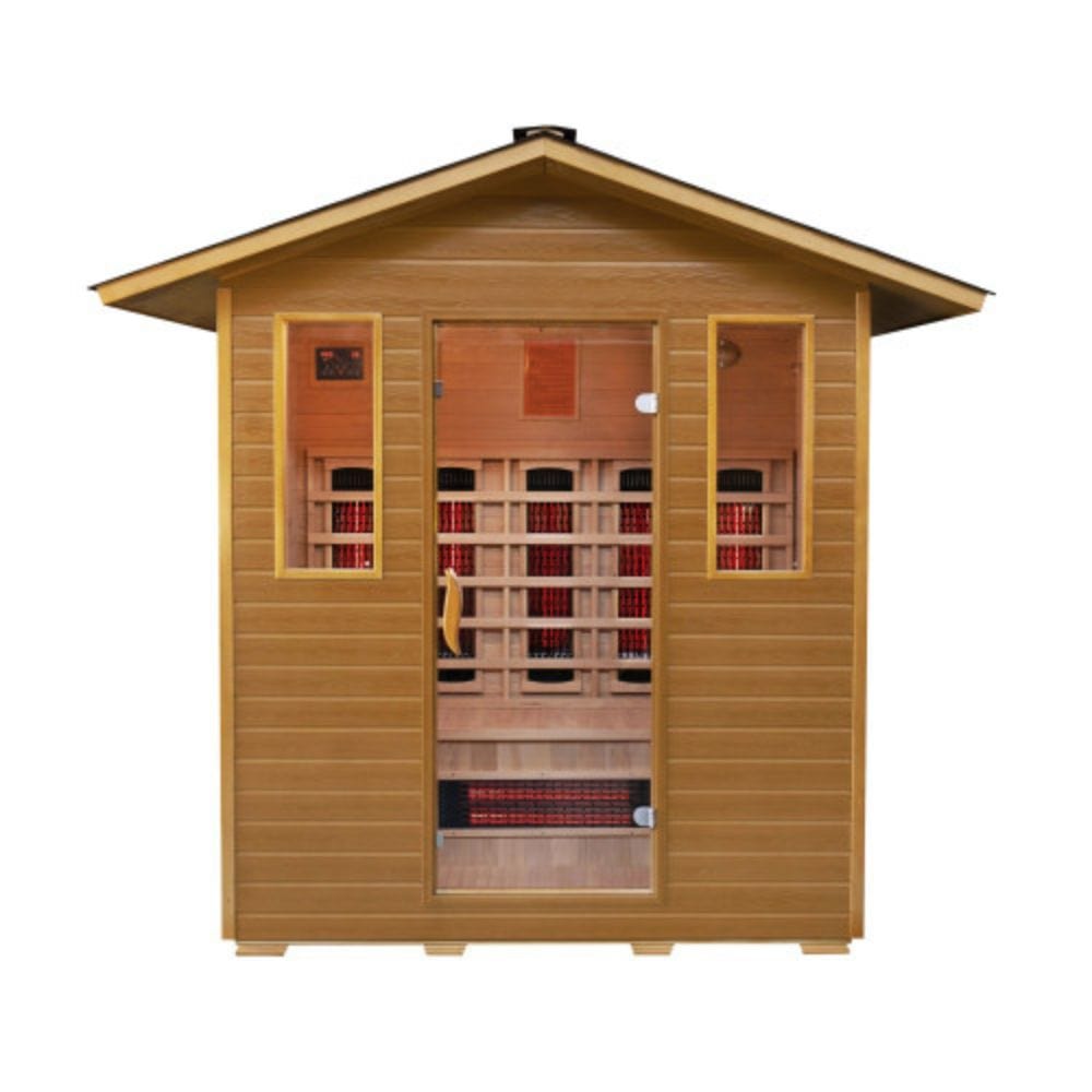 Sunray Cayenne 4 Person Outdoor Infrared Sauna w/ Shingled Roof
