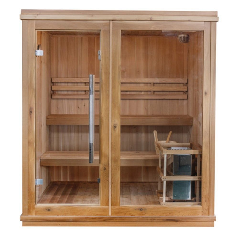 Sunray Charleston 4 Person Indoor Traditional Sauna w/ 6.0kW Harvia and Dual Benches