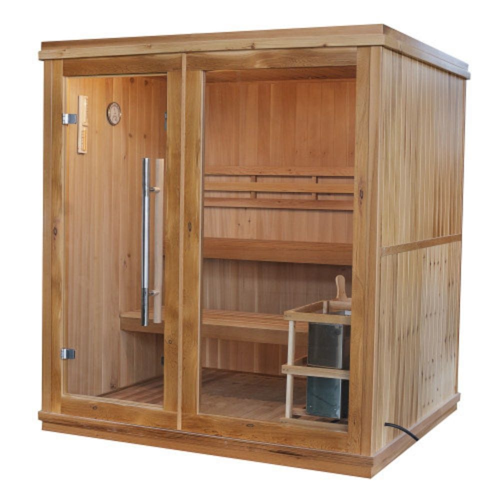 Sunray Charleston 4 Person Indoor Traditional Sauna w/ 6.0kW Harvia and Dual Benches