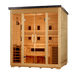 Golden Designs Gargellen flat roof outdoor sauna, right angle view showing Canadian Hemlock panels and flat black roof