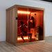 Two bathers inside the CT Element Studio, seen through the glass front